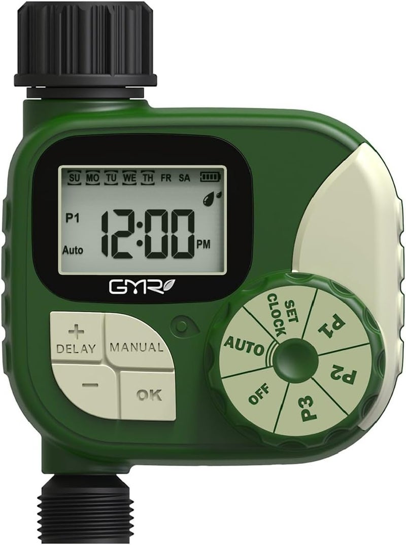 Gmr Sprinkler Timer, Water Timer for Garden Hose, Hose Timers for Watering, Irrigation System with 3 Programs/Rain Delay/Manual/Auto Watering System, 1 Outlet - Image 1